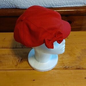 Women's Aldo Red Newsboy/Pageboy Hat With Bow Size Small/Medium